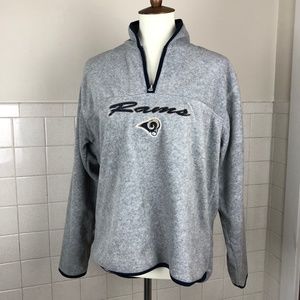 NFL Rams Fleece Pullover Sweater St. Louis Los Angeles Gray Blue Gold Medium